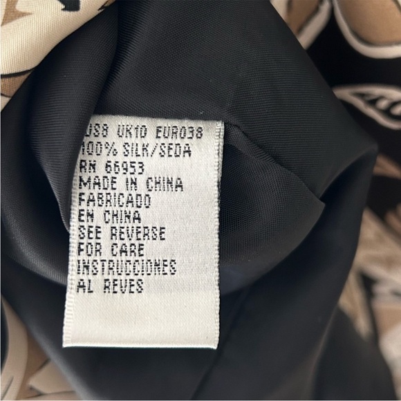 Vintage 100% Silk Elegant David Warren Floral Black Tan Midi Dress size 8 - Picture 3 of 5